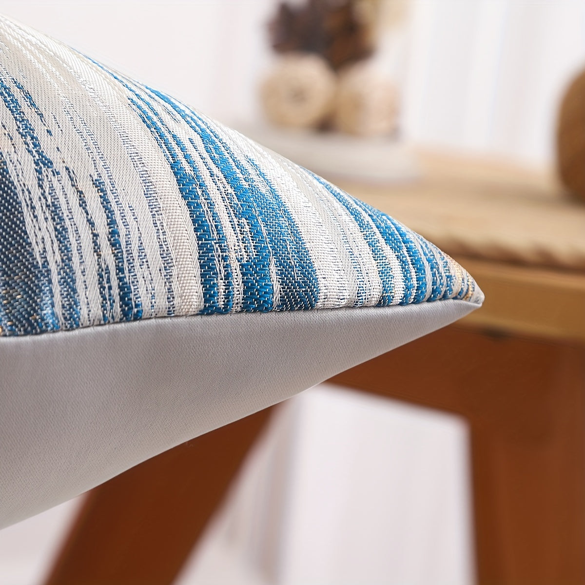 Golden Silk Stripe Jacquard Throw Pillow Covers.