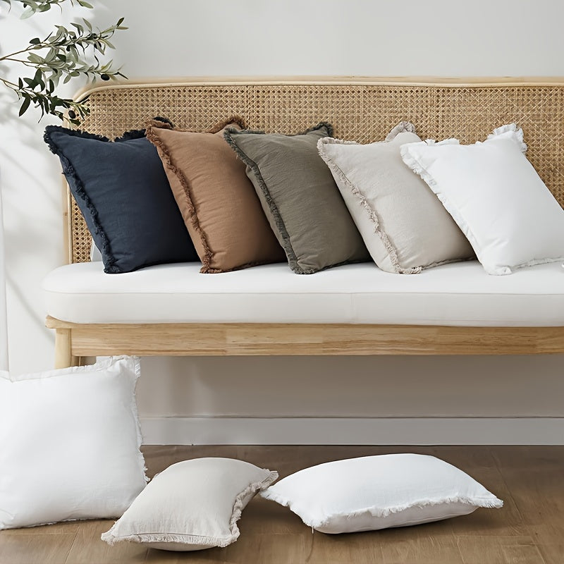 Rustic Fringe Throw Pillow Covers
