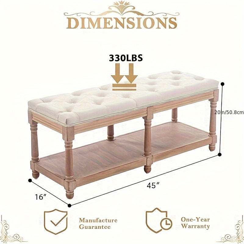 Rustic upholstered bench