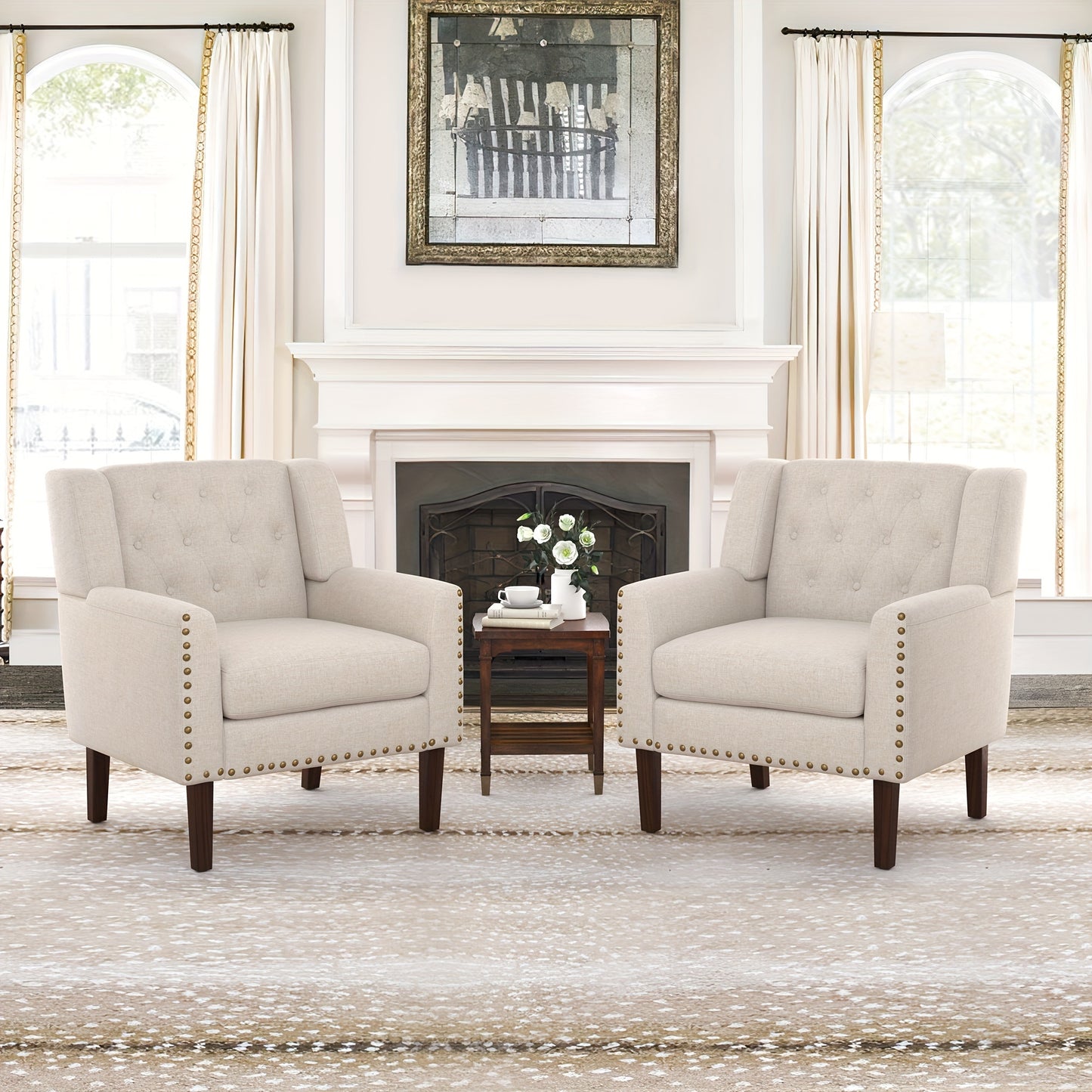 1PCS Luxurious Carbon Gray Tufted Accent Chair