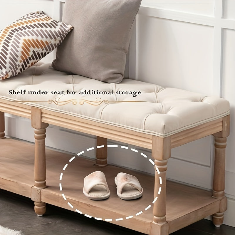 Rustic upholstered bench