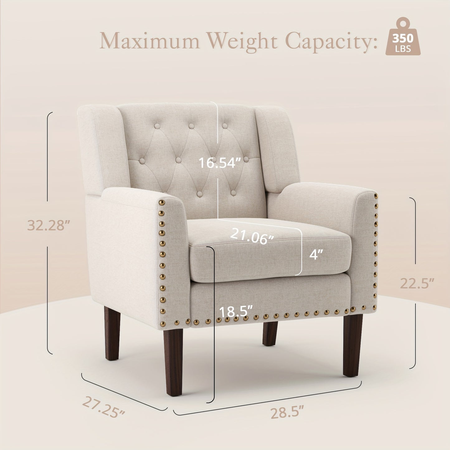 1PCS Luxurious Carbon Gray Tufted Accent Chair