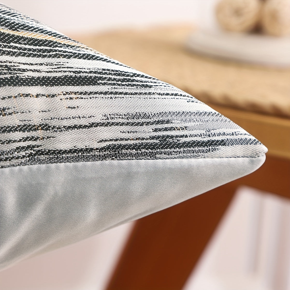Golden Silk Stripe Jacquard Throw Pillow Covers.
