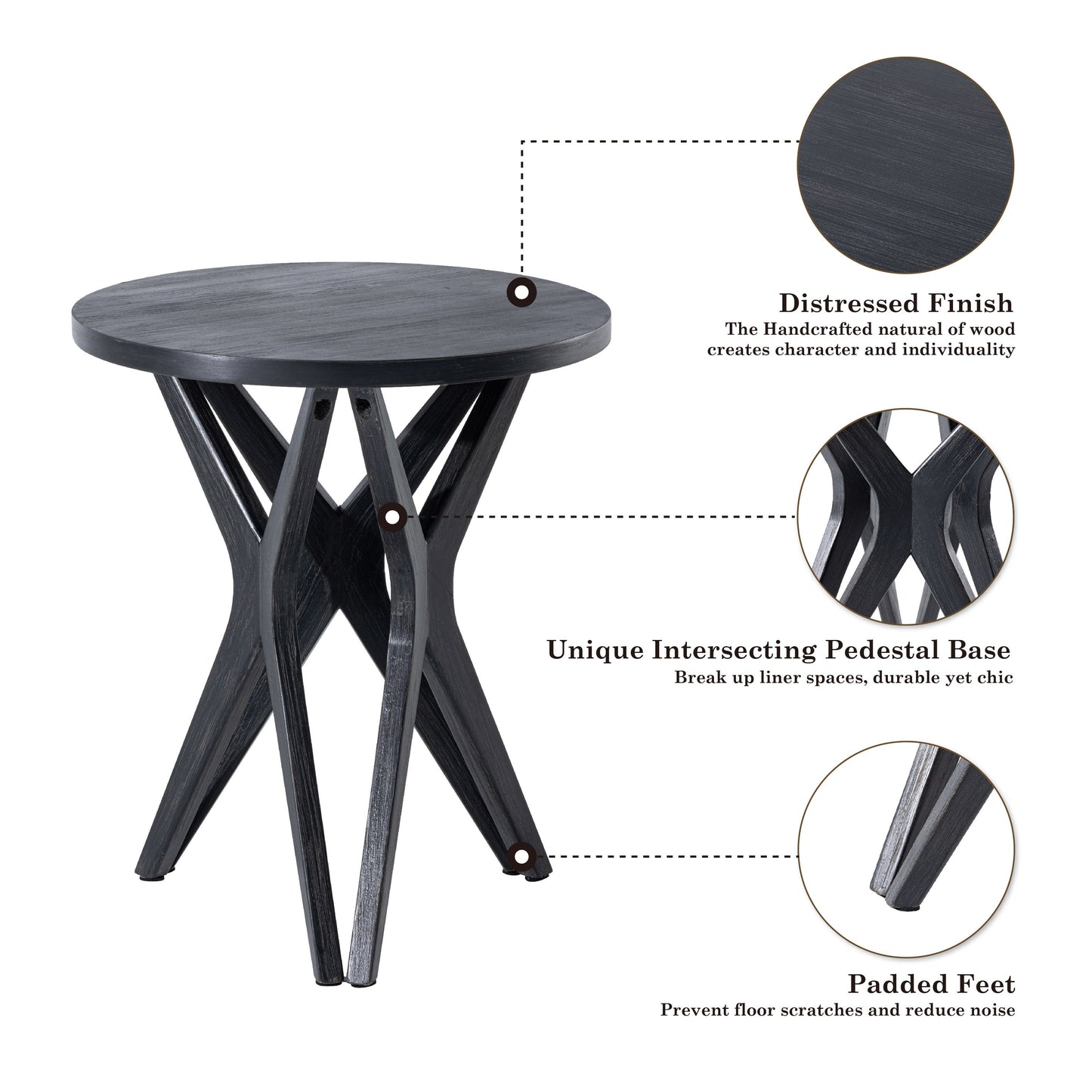 Rustic Round Pedestal End Table