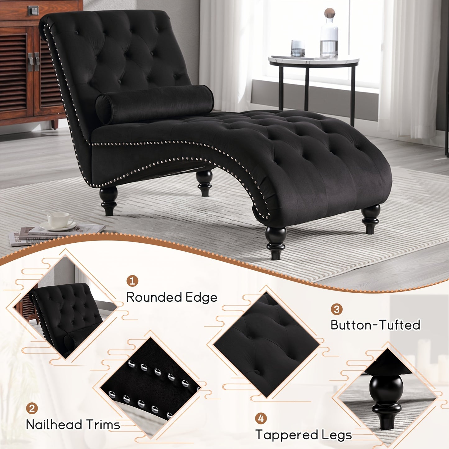 Tufted Chaise Lounge Recliner