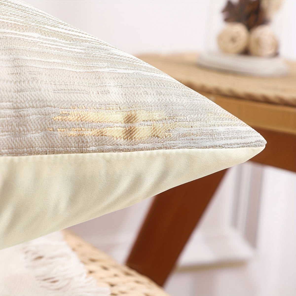 Golden Silk Stripe Jacquard Throw Pillow Covers.