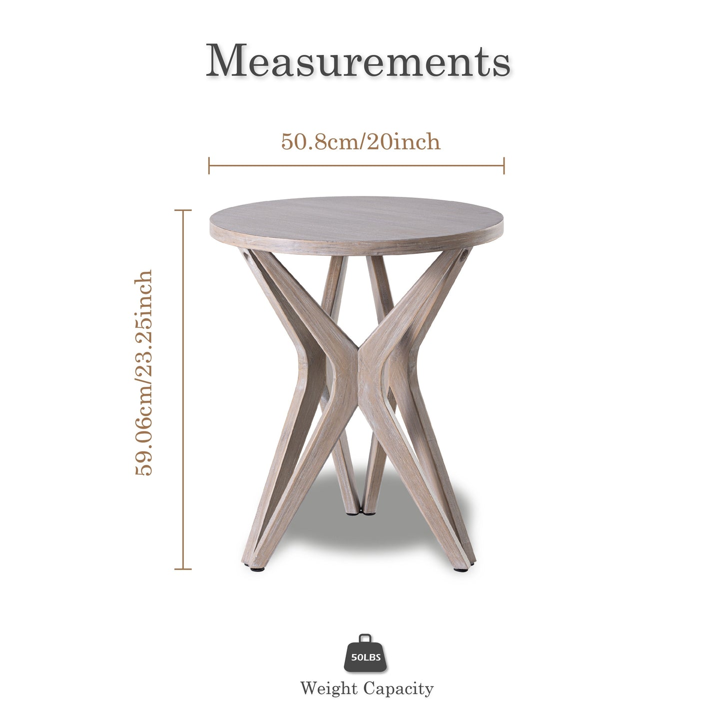Rustic Round Pedestal End Table